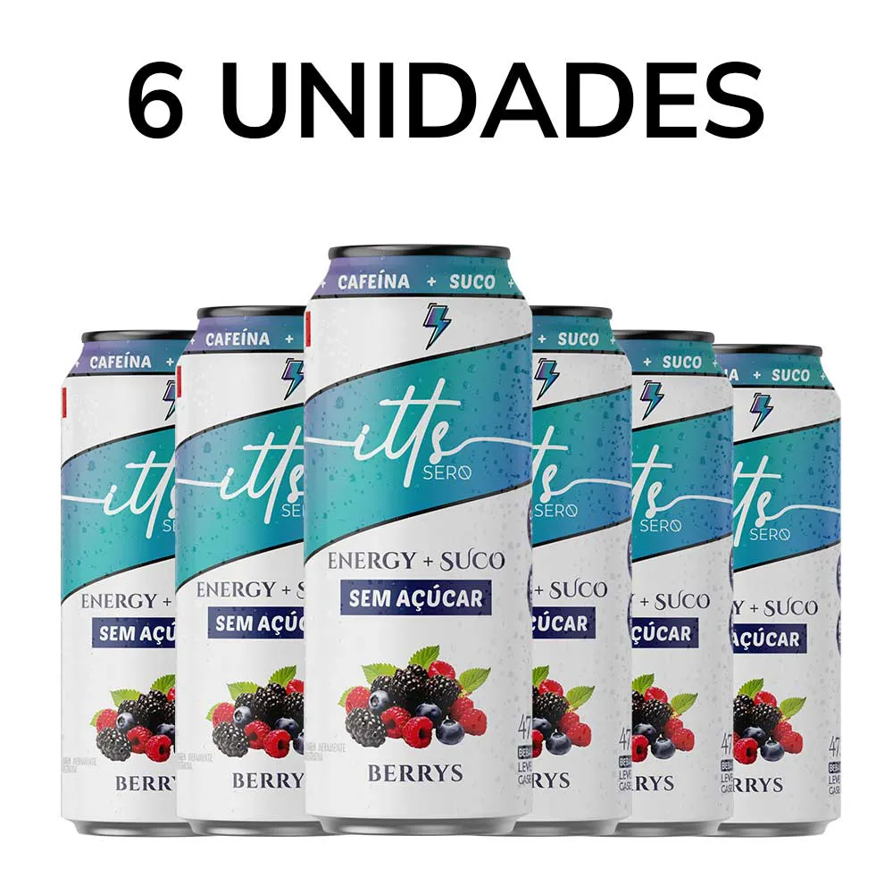 PACK 6 UNIDADES - ITTS SERO ENERGY SUCO - BERRYS SEM AÇÚCAR 473 ML